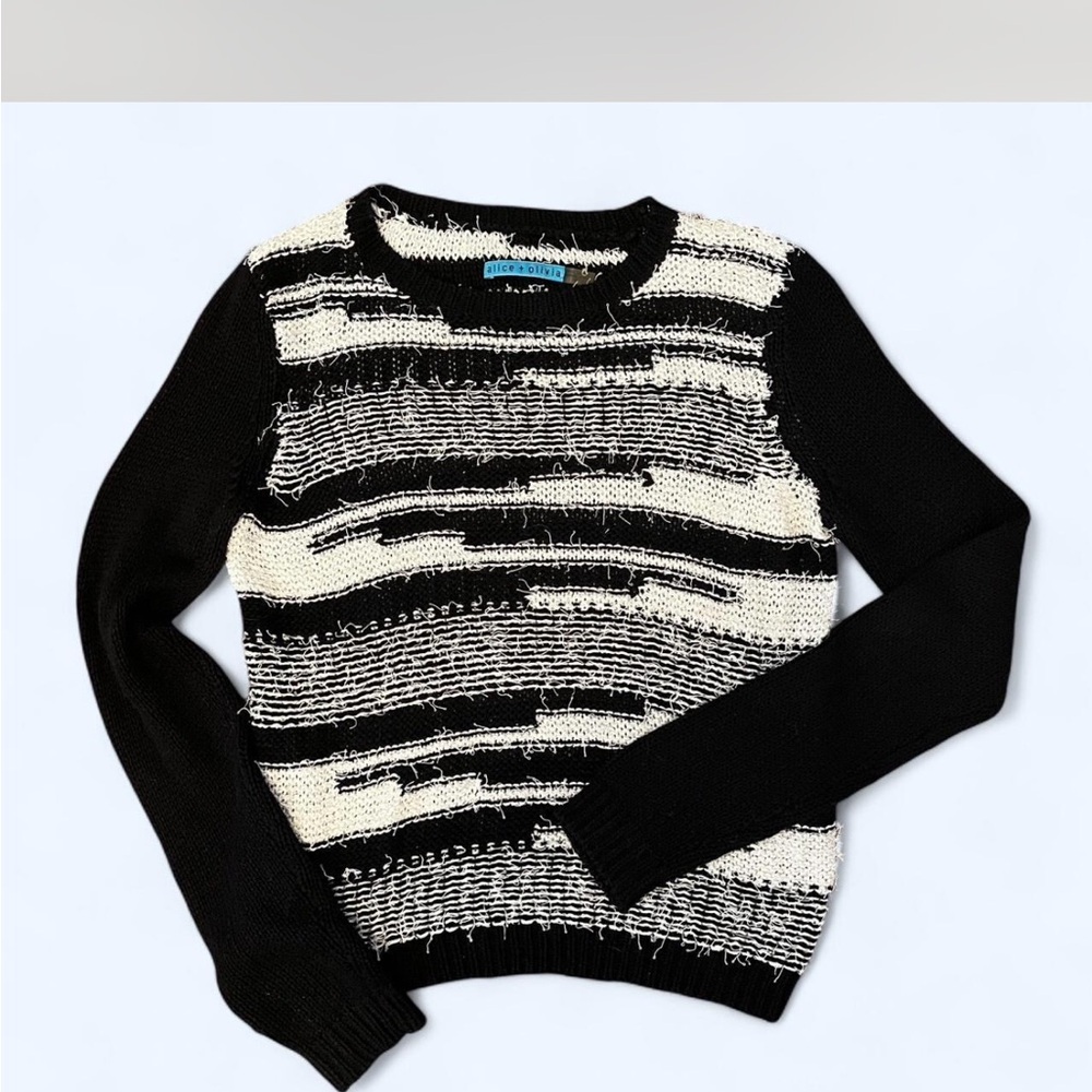 Alice + Olivia Black and White Crewneck Sweater